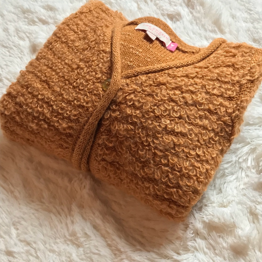 Girls ‘Pink Chicken’ Textured Cardigan Sweater
